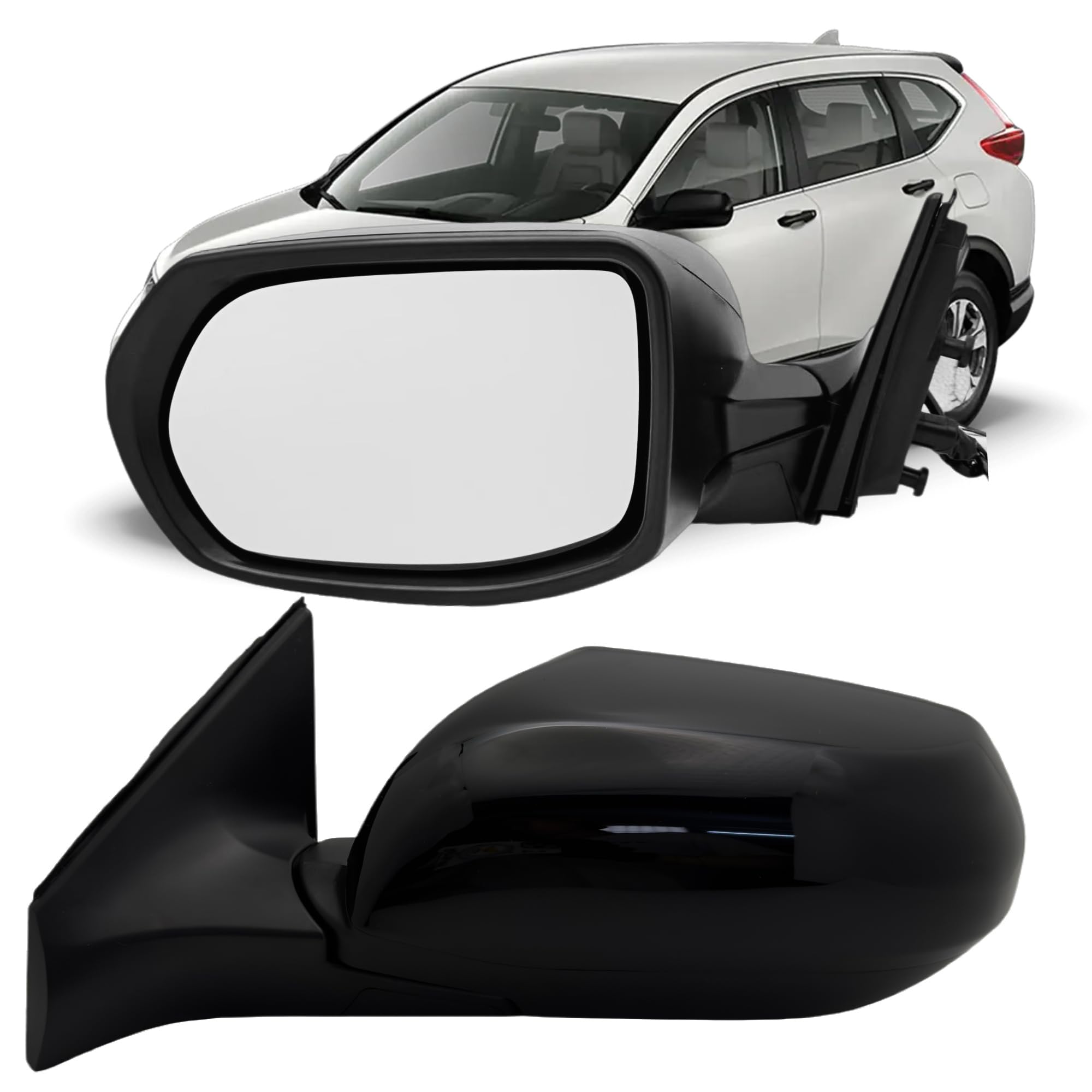 Photo 1 of Left Driver Side Mirror Compatiable With 2017 2018 2019 2020 2021 2022 Honda CRV With Power Glass Non-Heated Manual Folding 3Pins Gloss Black
