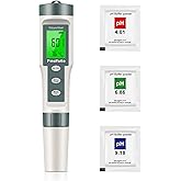 pH Meter, Digital PH Tester Pen 3 pH Calibration Powders ±0.01 pH Accuracy Pocket Size, Lcd display for Household Drinking, P