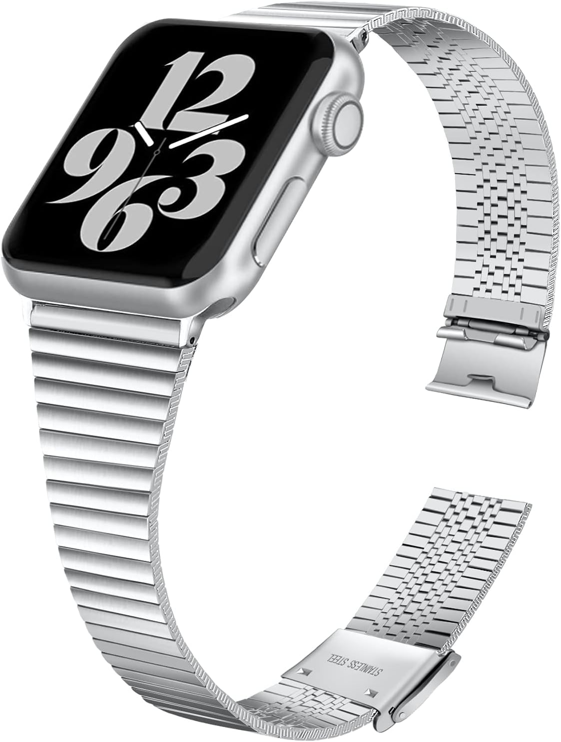 HAYUL Bands Compatible with Apple Watch Band 38mm 40mm 42mm 44mm, Stylish Thin Stainless Steel Metal Slim Bands Replacement for iWatch Series 6/5/4/3/2/1 & iWatch SE Women Men (Silver, 38/40mm)