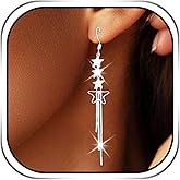 Campsis Star Silver Dangle Earrings, Tassel Earrings Long Drop Earrings Jewelry for Women