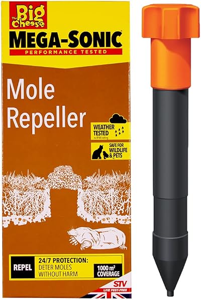 Defenders Mega-Sonic Mole Repeller Stake Battery Powered Hi-Vis STV645