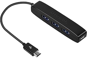 AuviPal 3-Port Micro USB OTG Hub Adapter (3 USB Ports + Power Port) for Fire Stick 4K, Playstation Classic, Raspberry Pi Zero, Sega Genesis Mini, S/NES Classic Mini and More - Black