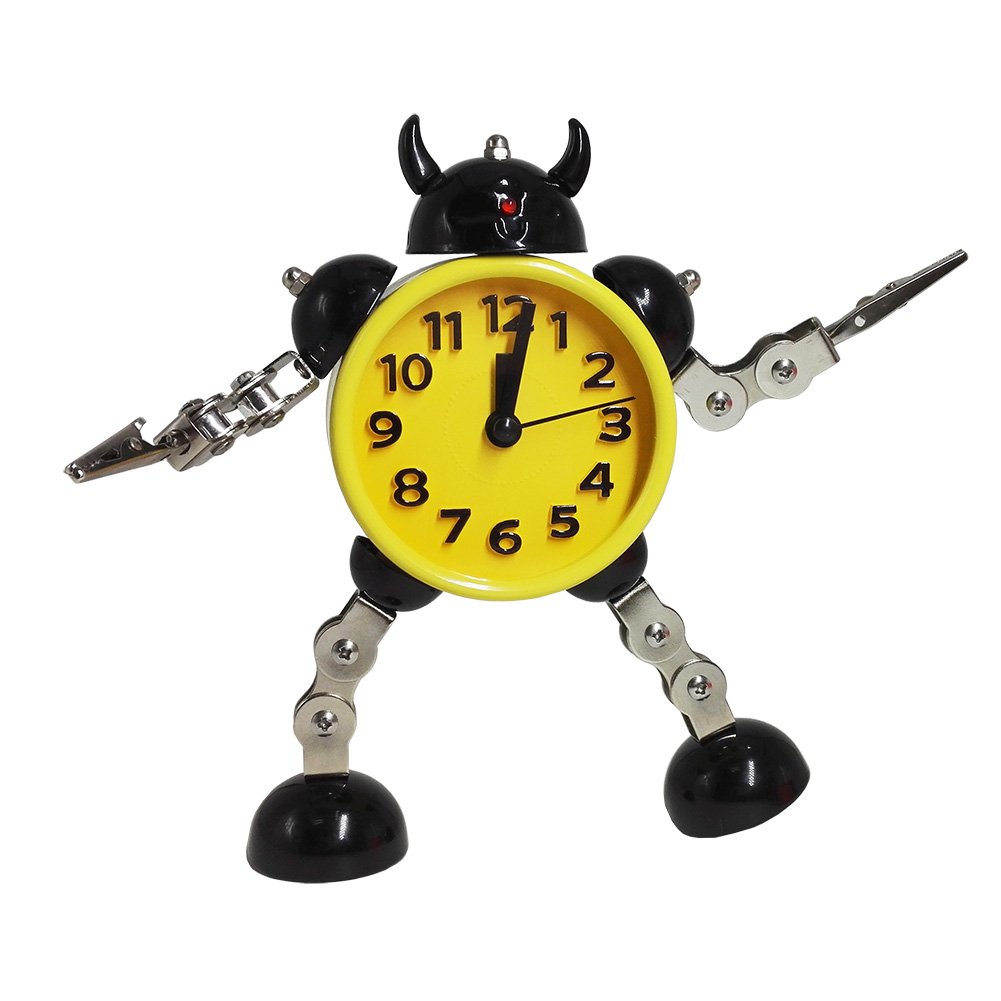 Gigibon Alarm Clock Robot, Kids Gift Cute&Fun, Battery-operated,to Move/Twist Legs & Arms for Many Poses, Gift to Children (1, Yellow)