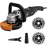 Concrete Grinder 1500W, MAXXT 5 Inch Angle Grinder Set 1000-8500RPM 7 Speed Adjustments, Concrete Sander with Removable Guard for Polishing（Includes 2 Diamond Sanding）
