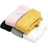 4/5 Pack Toddler Girls Loop Fleece Leggings Cat Printed Warm Winter Stretchy Pants Trousers Stockings Pantyhose Multicolor