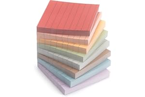 EASTERN WOLF 8 Pads Lined Sticky Notes Vintage Color 3x3 in, Self-Stick Sticky Note Pads Lined Pads 8 Pads/Pack, 640 Sheets, Easy to Paste for Office, School, Home