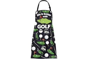 BNQL Golf Kitchen Apron Golfing Gift for Golfs Lovers Gifts Life Is Better With Golf Gifts Golfer BBQ Baking Apron for Golfer