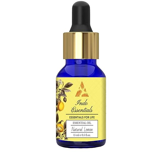 Indo Essentials Lemon Essential Oil for Anxiety, Mood, Weight Loss, Skin Care (15 ml)