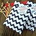 Navy Blue and White Paper Treat Sacks - Chevron Polka Dot Favor Bags - 5.5 x 7.5 Inches - 48 Pack