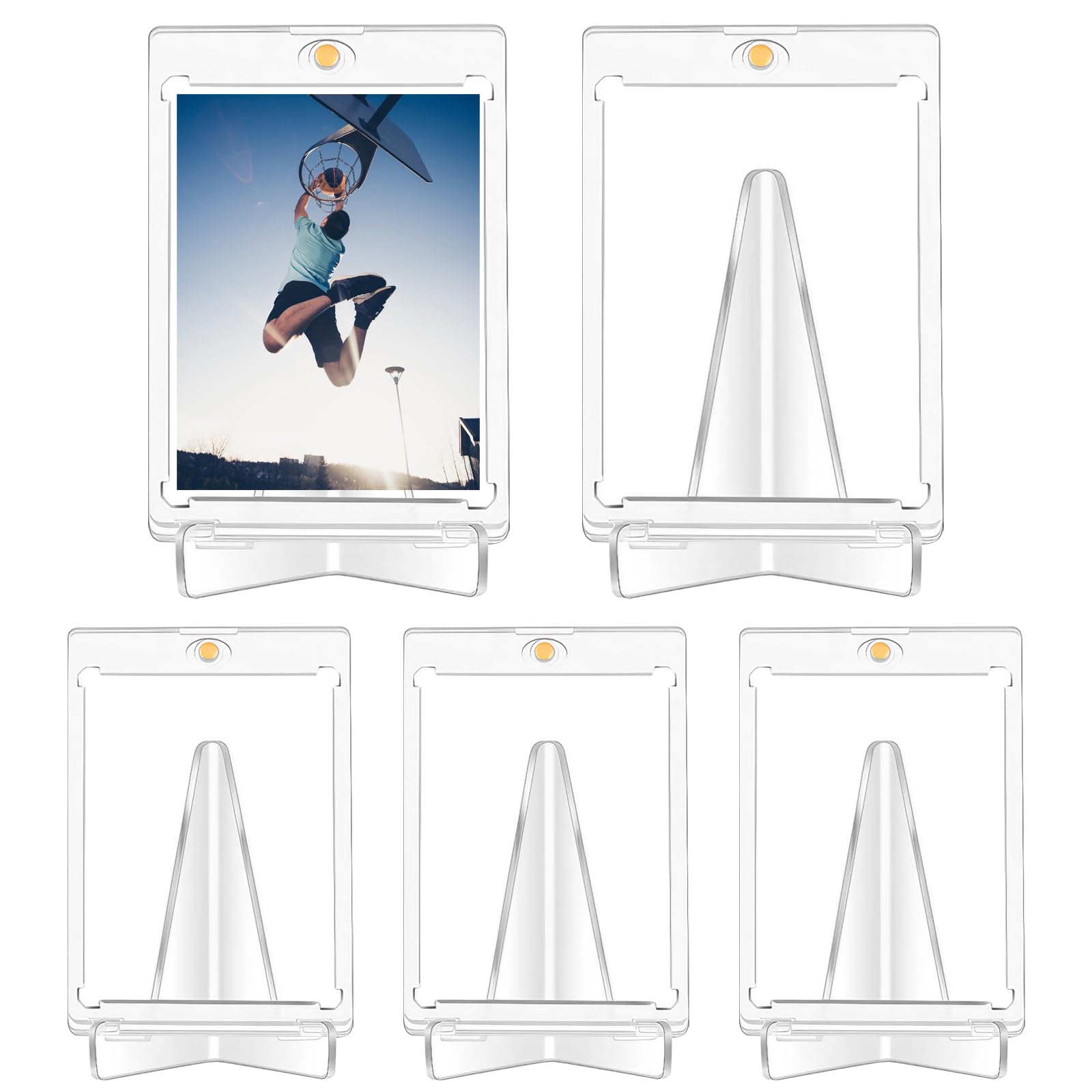 TNSLAND 5-Piece Magnetic Card Holder Set, 35PT Plastic Frame, UV Protection, Transparent