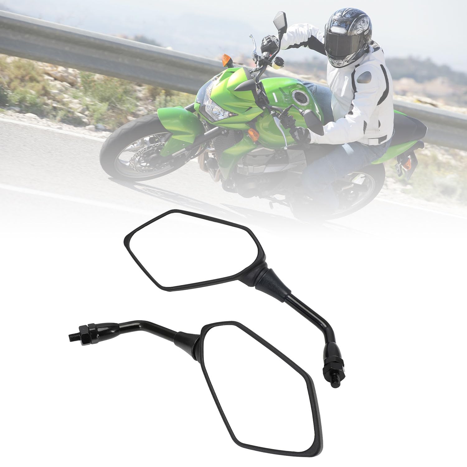 JFG RACING Motorcycle Rear View Side Mirror Hawk-eye Motorcycle Mirror For Z1000 03-11 Z750 04-11 ER6B ER-6N ER6N KLE650 ZRX1100 ZRX1200 Sports Bike