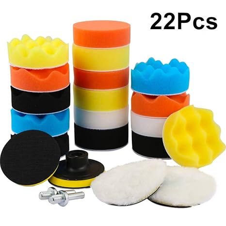 Auto Polierschwamm,Nakeey 22pcs (3 Inchs) Polieraufsatz Bohrmaschine, Polierpad Set, Auto Polierset Polierschwamm Schwamm und