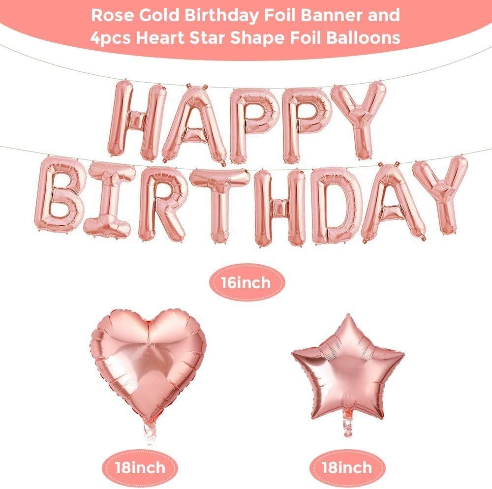 Ballons En Latex Et De Confettis Ballons En Cœur Etoile En Aluminium Avec Ruban De Ballon Pour Fille Femme Happy Birthday Decoration Rorchio Ballons D Anniversaire Or Rose Banniere De Anniversaire Assortiments De