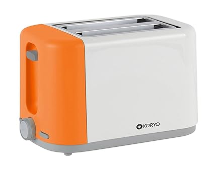 Koryo 2 Slice Pop up Toaster of 750 W with Reheat & Defrost Function (KPT1270BCO, Orange & White)