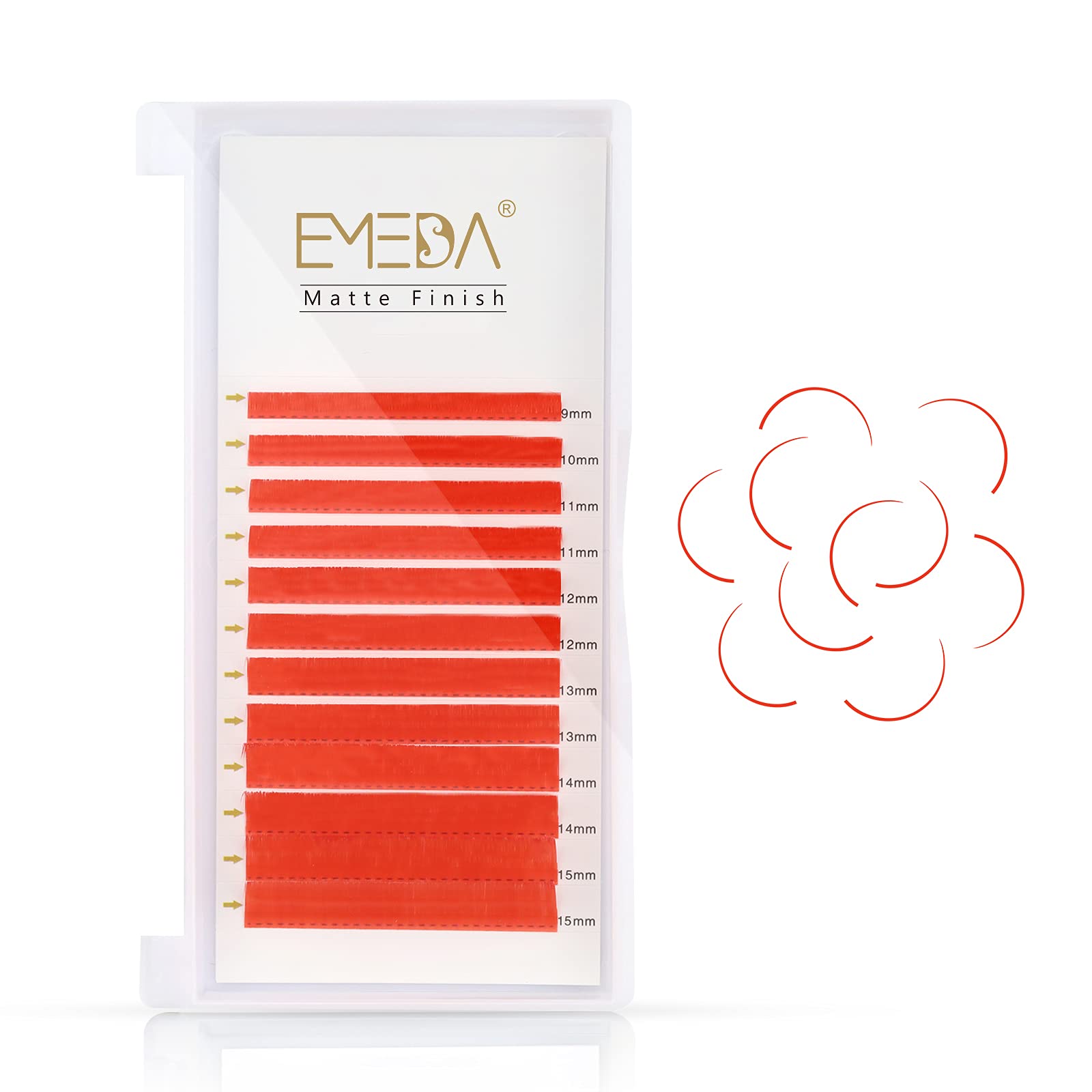 EMEDA Red Eyelash Extensions Flat Lashes Colorful Red Light Lash Extensions 0.07mm D Curl 9-15mm Mixed Matte Individual Salon Use Lashes Extensions (0.07mm D 9-15mm red)