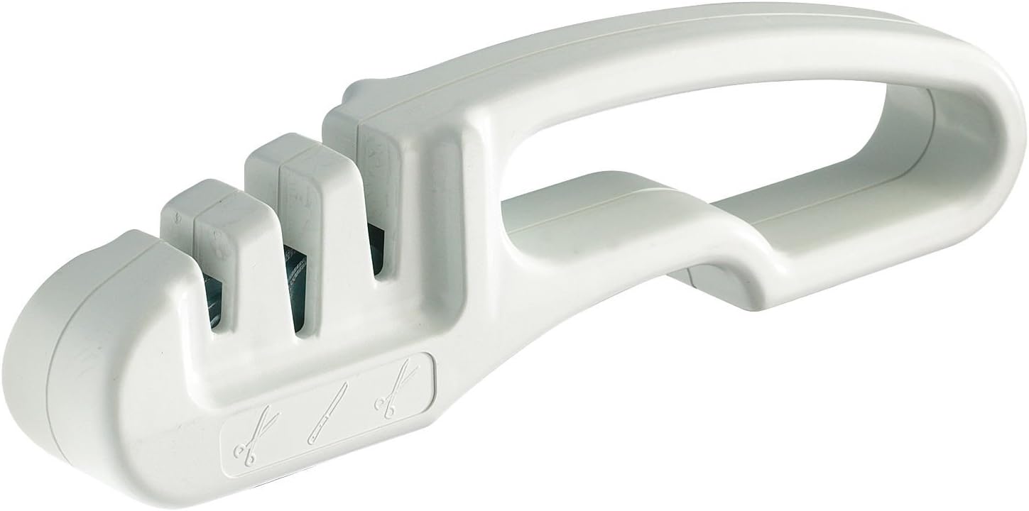 Westmark Knife And Scissor Sharpener With Specially Hardened Grinding Wheels, Plastic, White, 10212270, 18.3 X 2.9 cm