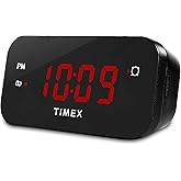 Timex Alarm Clock with Large Display, Digital Alarm Clock for Bedroom Includes 120V Universal Power Adapter (T121B - Black)
