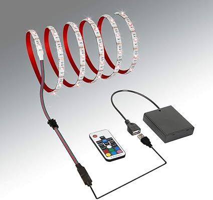 tira de luces led alimentadas por bateria con mando a distancia rf tiras de luz led impermeables para retroiluminacion de tv rgb flexible y cortable