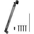 HILLMASTER 12" Gate Spring Self Closing Outdoor Door Spring Automatic Gate Closure Hardware with Adjustable Tool for Wooden Vinyl Fence, Black Finish