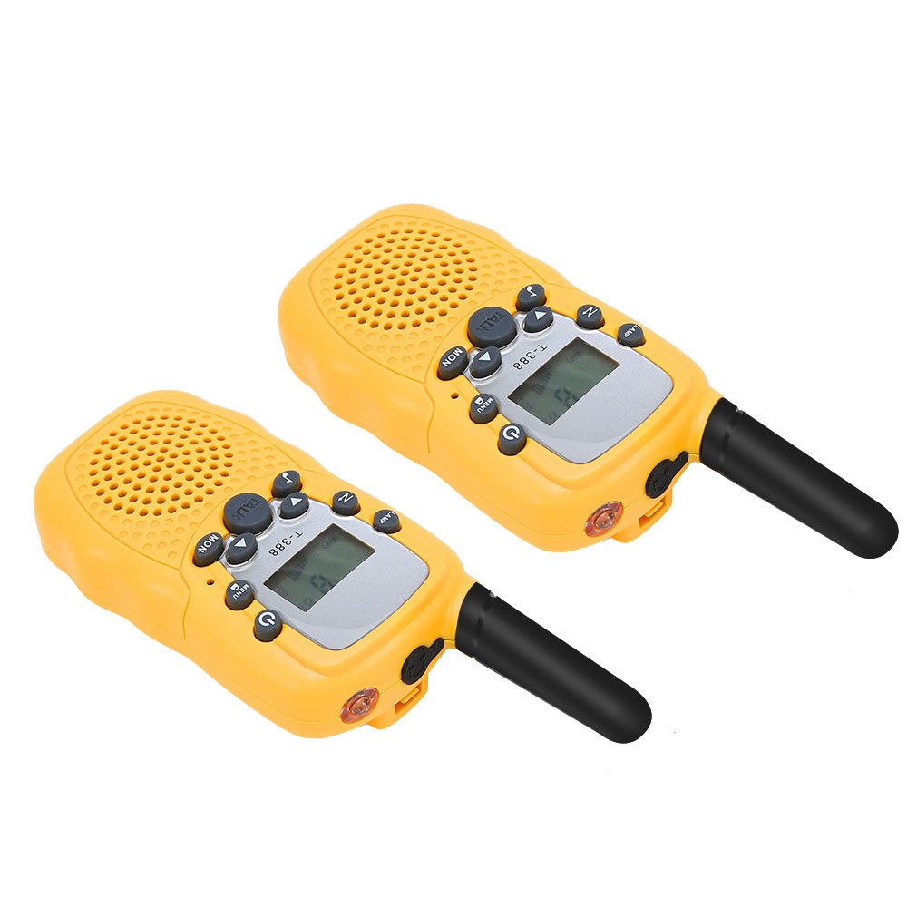 BROMOSE Kids Walkie Talkies 22 channel two way radio up to use 3 Miles Handset with Indicator and Belt Clip Toy for Children Great Fun for Outdoor Play Camping Hiking 2 PCS,Yellow