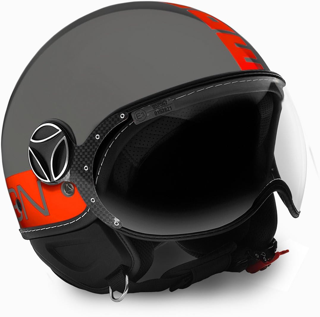 Momo 10010040271 Motorcycle Helmet, Grey/Orange Fluo, Size XXS