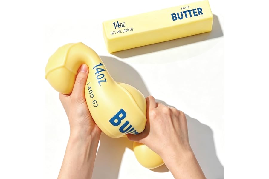 10in Giant Butter Squishy, Jumbo Big Butters 14oz Squeeze Stress Balls, Large Butter Stick Stress Relief Slow Rising Fun for Anxiety Relief Party Favors