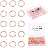 BEADIA Rose Gold Plated Jump Rings Non Tarnish 5mm 400pcs for Jewelry Making Findings