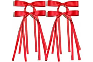 Ayesha Red Hair Bows Clips Coquette Ribbon Bowknot with Long Tail Princess Hair Bows French Barrettes Hair Accessories for Women Girls 4pcs (red)