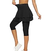 WOWENY Tennis Skirted Leggings with Pockets for Women Golf Skapri Leggings with Skirt