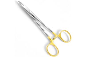 Cynamed TC Mayo Hegar Needle/Suture Holder Driver with Tungsten Carbide Inserts and Gold Rings - Premium Grade Instrument (6 in.)