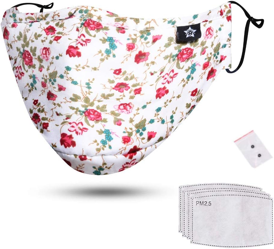 Mouth Face cover Cotton Dust Reusable and Washable Fashion Cute Adjustable Protection Half Cloth Shields for Pollution,Pollen,Smoke, Running, Personal Health