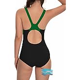 Beautikini Period Swimwear One Piece Leakproof Athletic Racerback Swimsuit Menstrual Sporty Bathing Suit for Teen Girls Women
