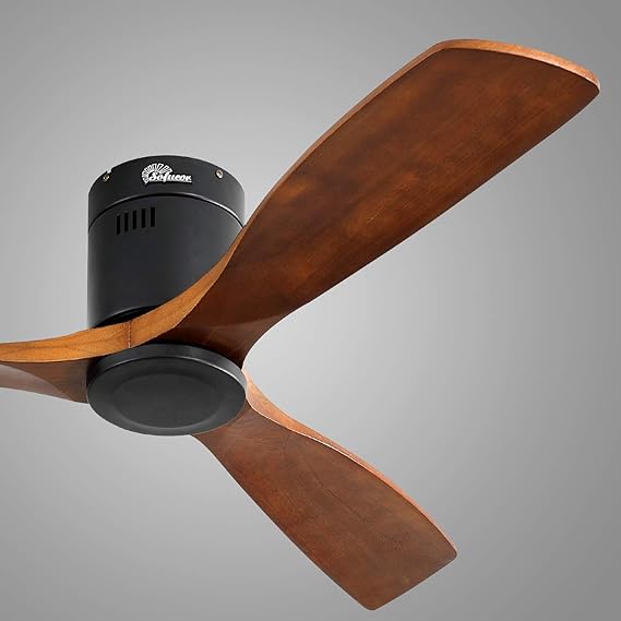 Sofucor Low Profile Ceiling Fan With Lights 3 Carved Wood Fan Blade
