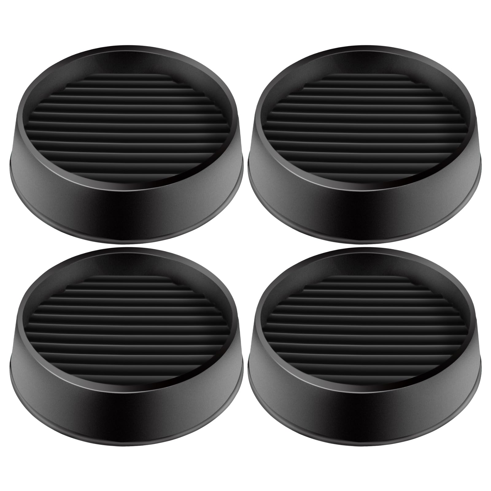 Tanstic 4Pcs 2x2 Round Rubber Caster Cups Round Non Slip Furniture Pads Round Rubber Furniture Coasters Anti Slip Floor Protector for Couch Table Bed(Black)