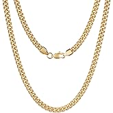 VEXXS Men's Gold Chain, 14K Real Gold Plated Miami Cuban Link Chain, Durable No Color Fading 4mm 5mm Men’s Necklace Chain