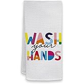 HIWX Kids Hand Towels,Wash You Hands Bathroom Hand Towels,Toddler Bathroom Decor,Boho Colorful Hand Towels for Bathroom Kitchen 16x24 Inches