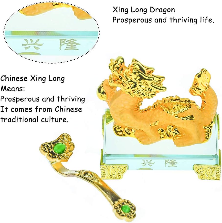 Amazon Com Golden Resin Feng Shui Statue Dragon Home Office Table Top Car Decor Chinese Zodiac Twelve Animals Figurine Collectible Gift Home Kitchen