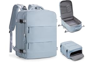 COOFAY Large Travel Backpack Carry on Flight Approved Mochila De Viaje Carry on Backpack for Airplanes Spirit Airlines Personal Item Bag 18x14x8 Inches Travel Bag Traveling Backpack for Women Men Grey Blue