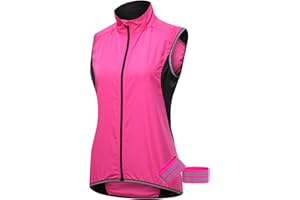 Women's Waterproof Cycling Vest,Windbreaker with Reflective Armband for Running,Cycling and Climbing(Pink,Large)