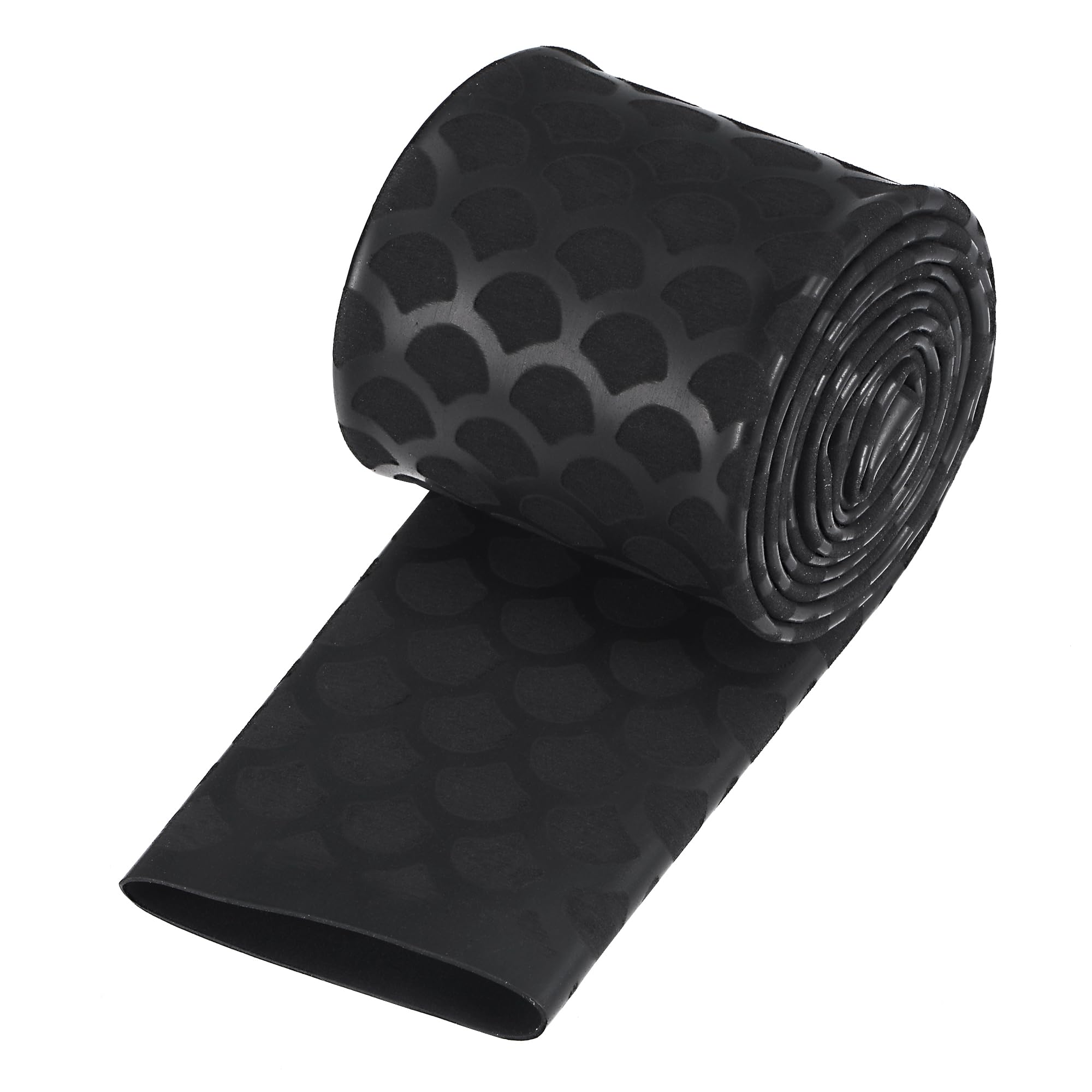 sourcing map Heat Shrink Wrap Tubing Sleeve for Fishing Rod Grips Handle, 56mm Flat 3.3ft 2:1 Ratio Black