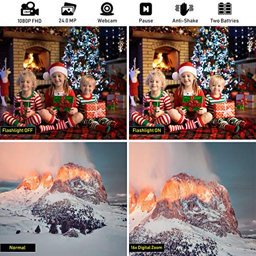 Video Camera Camcorder with Microphone, Aasonida YouTube Vlogging Camera FHD 1080P 30FPS 24MP 16X Digital Zoom,Digital Camera Webcam Recorder with Remote Control, 3" 270Â° Rotation Screen,2 Batteries