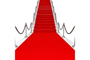 ROADTOFREE Red Carpet Runner for Party 150 GSM Felt Non-Woven Fabric Runway Carpet for Event, Aisle Runner for Wedding Ceremony Hollywood, Movie Theme Rug Party Decor (Red, 2 X 15 Ft)