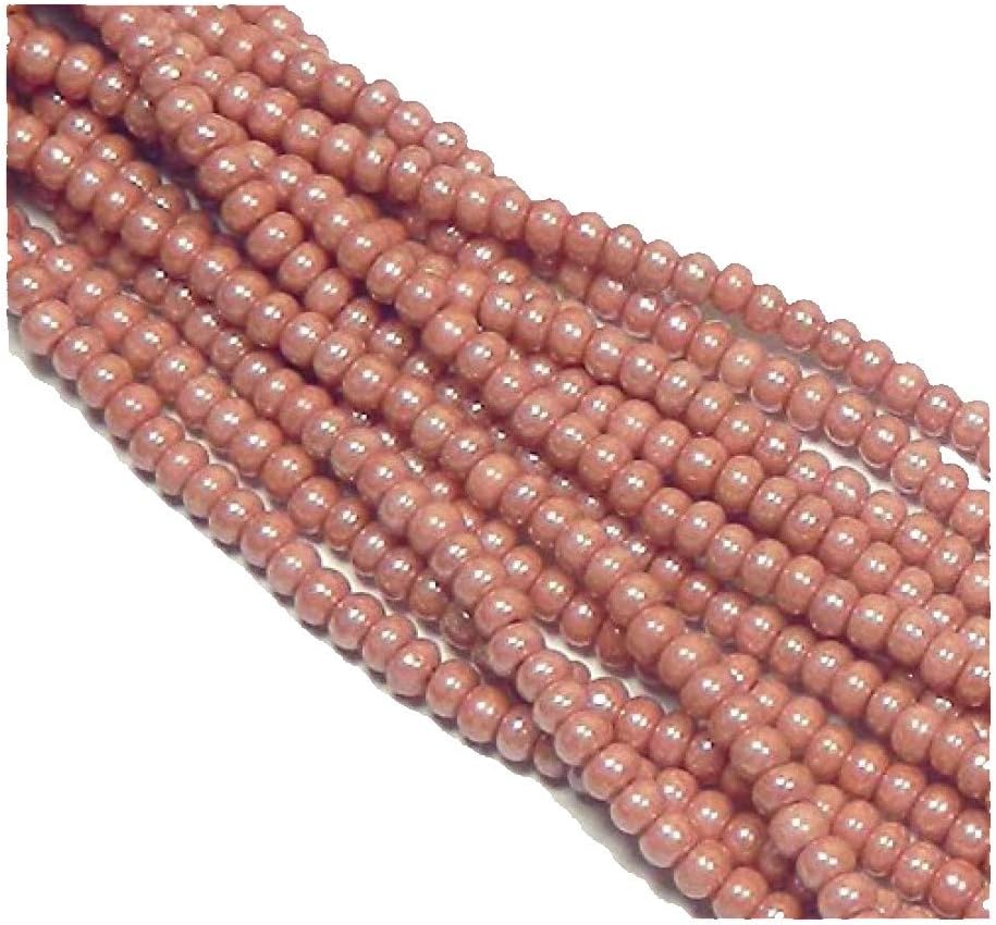 Pink Opaque Luster Czech 8/0 Glass Seed Beads 1 Full 12 Strand Hank Preciosa Jablonex