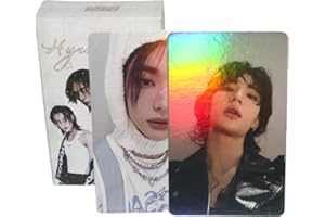 YUTO Stray Kids Laser Photocards 50 PCS Stray Kids Album Photo Cards with Holo Effect Stray Kids Kpop Gift Lomo Cards Merch for Boys and Girls (HyunJin)