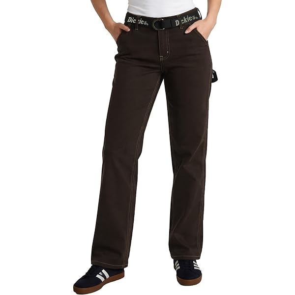 Dickies Womens Work Pants - Wide Leg Cropped Duck Canvas Work