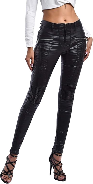 Runstarshow Leggings En Cuir Femme Dame Taille Haute Pantalon Crayon Slim Fermeture Fermeture A Glissiere Laine Interieure Amazon Fr Vetements Et Accessoires