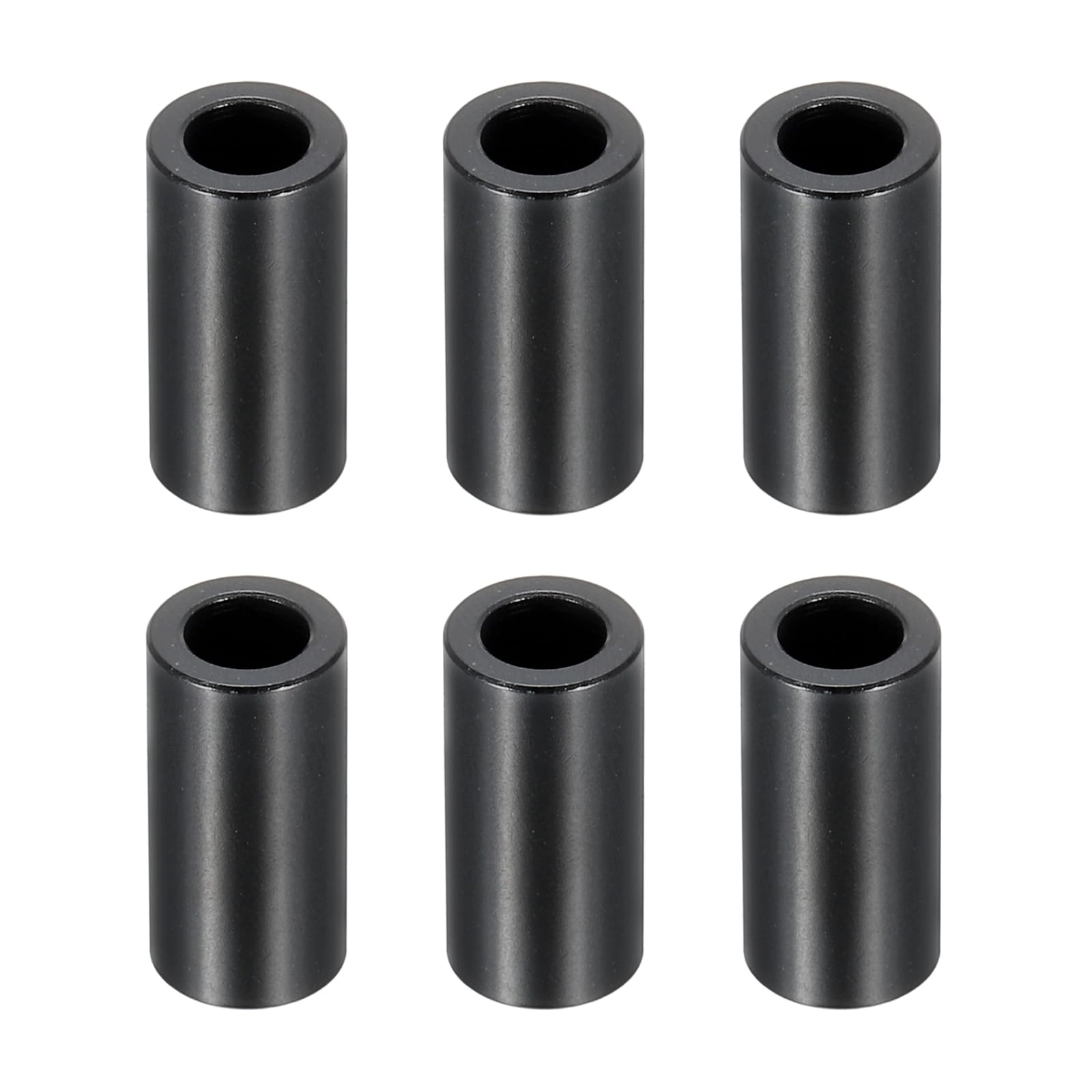 PATIKIL M6 Aluminum Spacers, 6 Pcs Metal Spacers Aluminum 6.2mm ID x 10mm OD x 20mm L Aluminum Spacer Screw Standoff Round for 1/4" or M6 Screw Bolts,Black