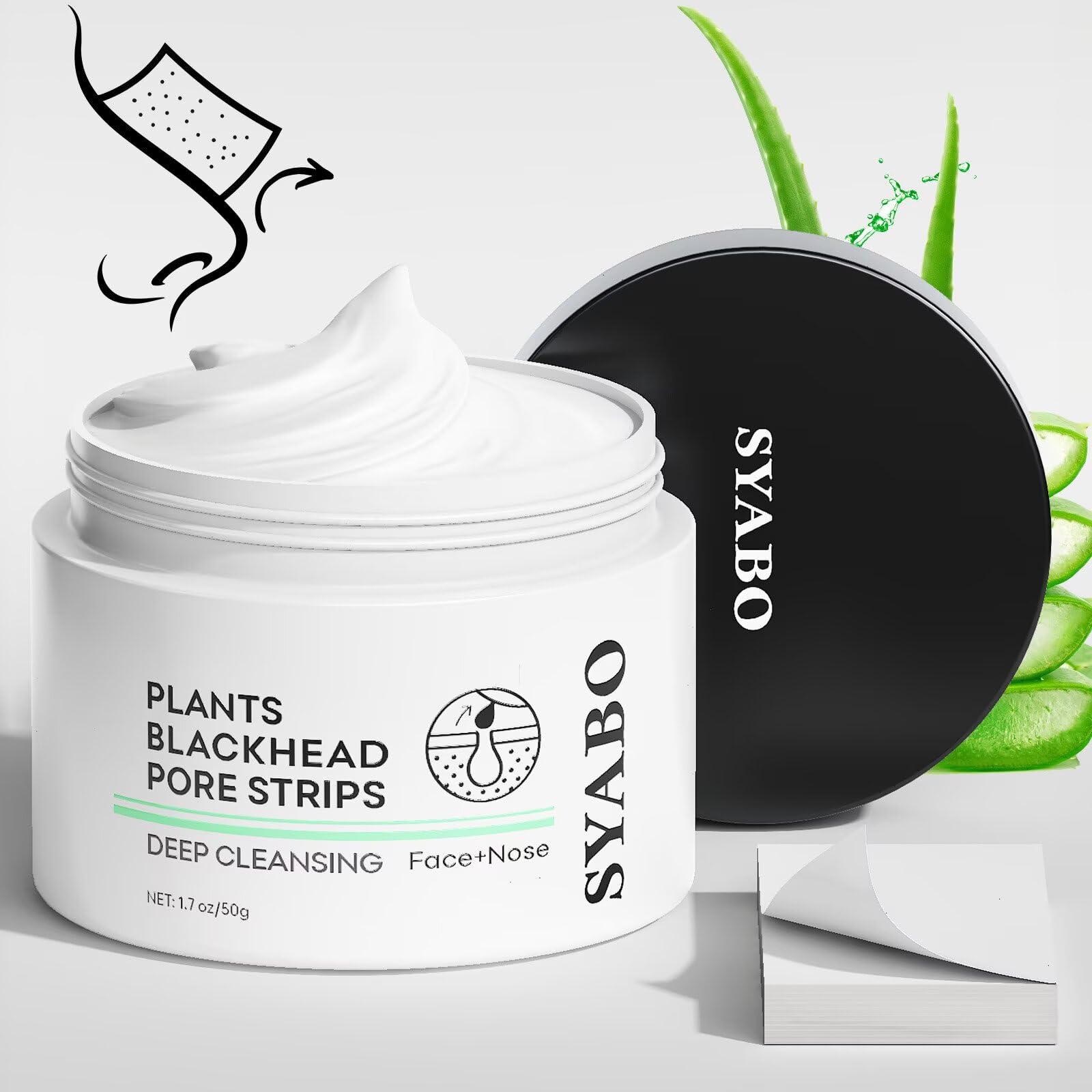 Blackhead Remover Peel Off Mask for Nose & Face - Blackhead Removal Deep Cleansing Kit with 100pcs Strips, 1.7oz