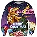 RAISEVERN 3d Funny Lightning Flash Dinosaur Dragon Design Hip Hop Humor Pullover Sweater Sweatshirt For Ugly Christmas, 2017 Style Christmas Dragon 1, XX-Large