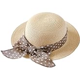 Connectyle Little Girls Straw Hat with Bowknot Summer Beach Sun Protection Hat